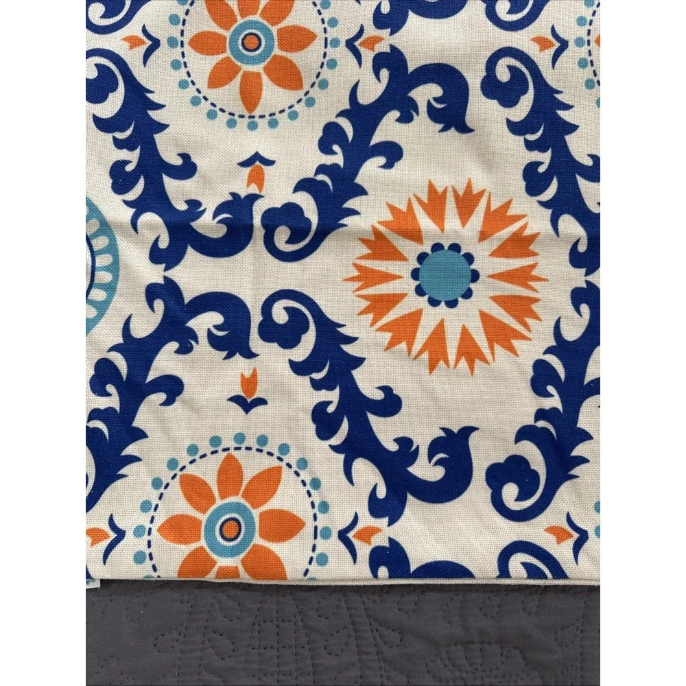 PILLOW COVER Boho Blue Orange Floral Mandala 20